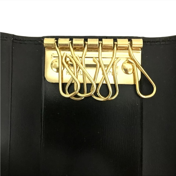 Black GUCCI G Logo Leather 6 Ring Key Case keys wallet holder with all hooks - Picture 6 of 8